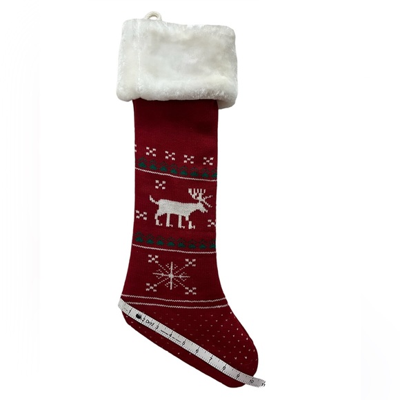 ⭐️ 4/$25 Luxurious Christmas Faux Fur Knit Stocking Red, Fair Isle Style - Picture 6 of 8